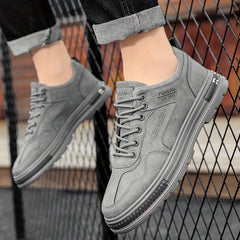 Men's Lace up Sneakers Athletic Shoes Comfortable PU Leather Walking Shoes