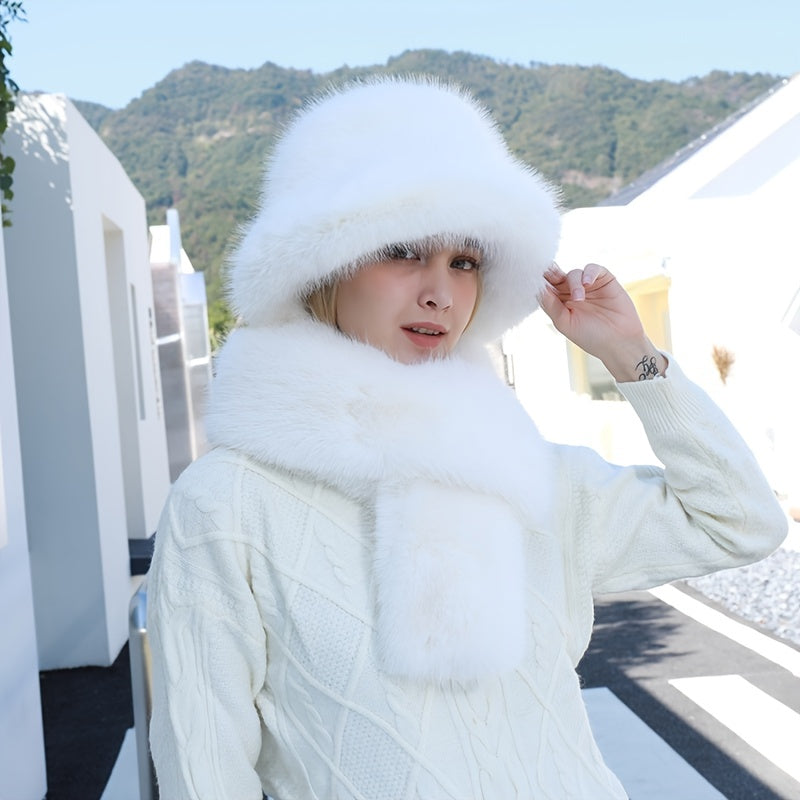 Solid Wool Warm Scarf Hat Set Women Valentines