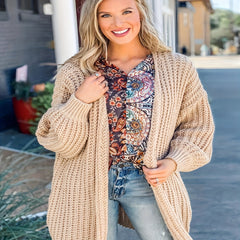Women's Plus Solid Lantern Sleeve Cardigan