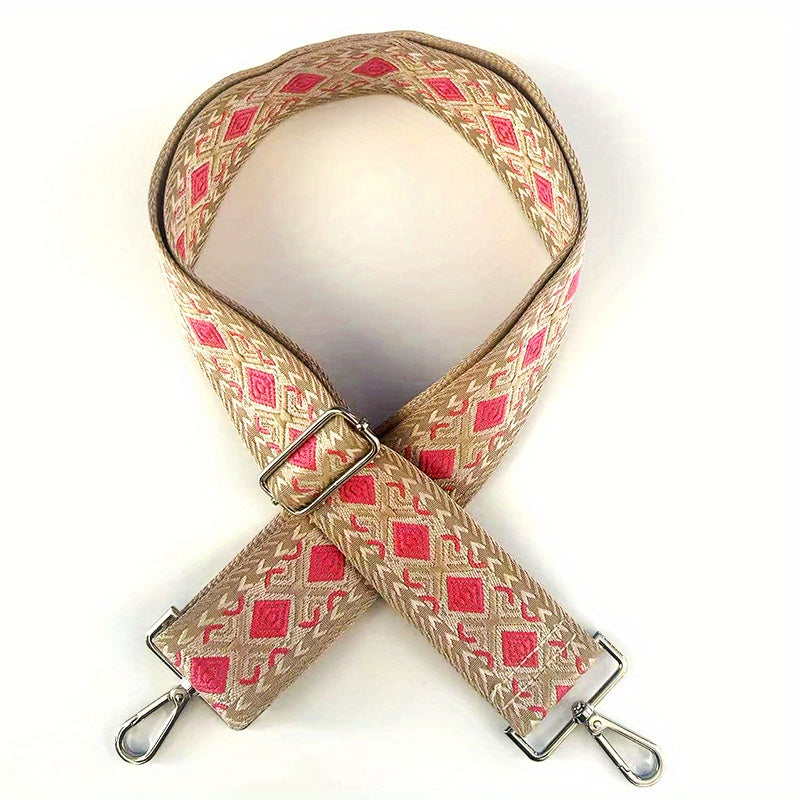 Colorful Check Adjustable Purse Strap - Removable Wide Nylon Handbag Belt