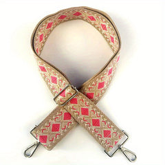 Colorful Check Adjustable Purse Strap - Removable Wide Nylon Handbag Belt