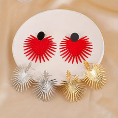 Fan Shape Dangle Earrings Punk Style Iron Jewelry