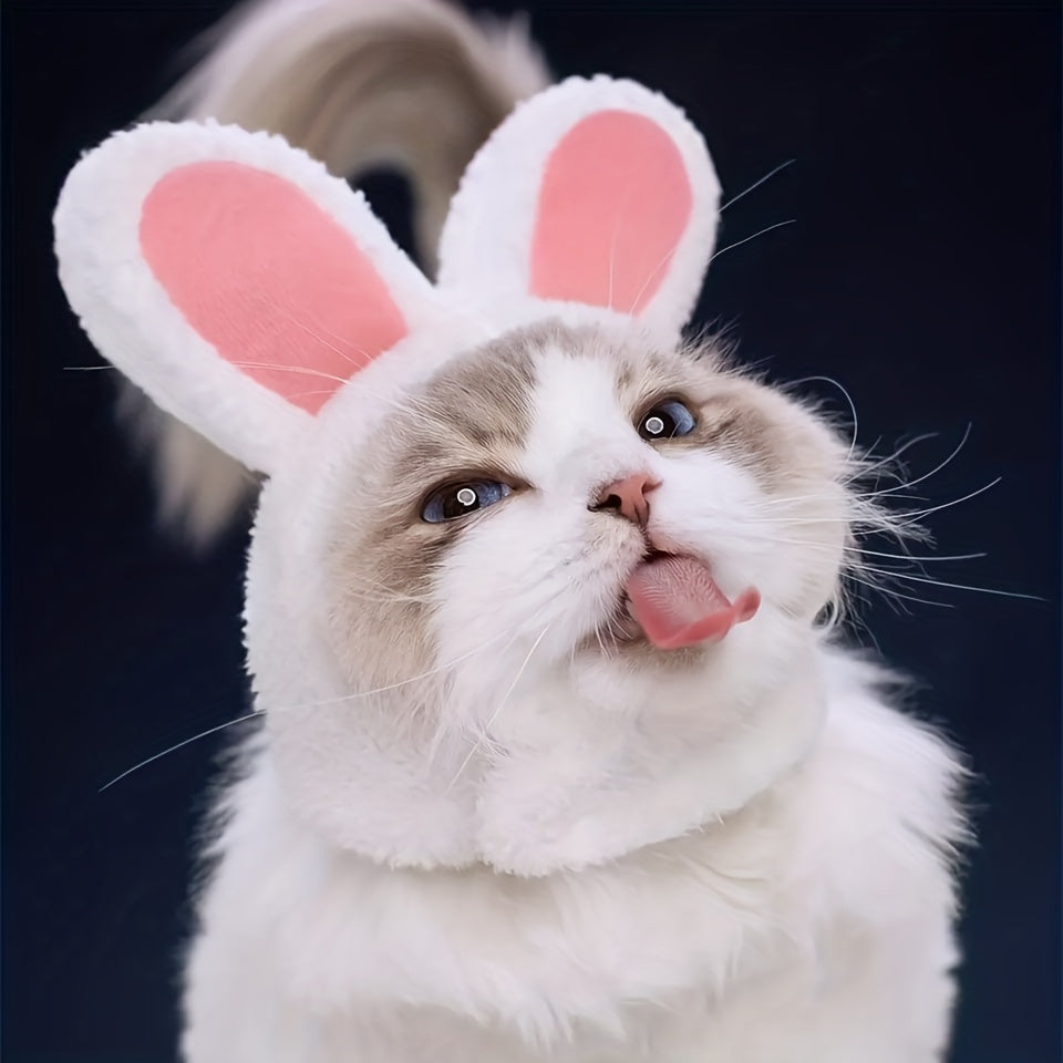 Plush Cat Headgear with Bunny Ears for Pet Cosplay