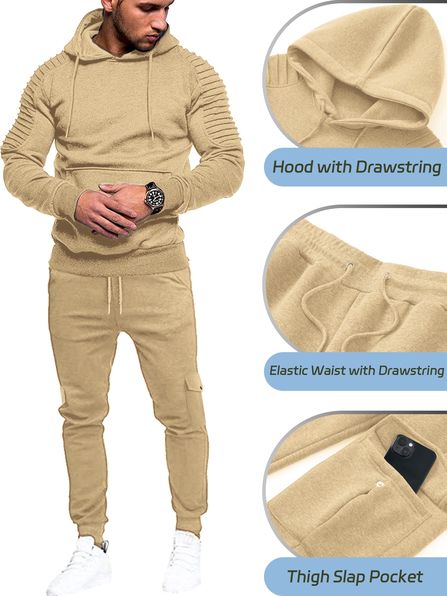Men's 2 Piece Hoodie Sweatsuit Sets Jogging Athletic Suits