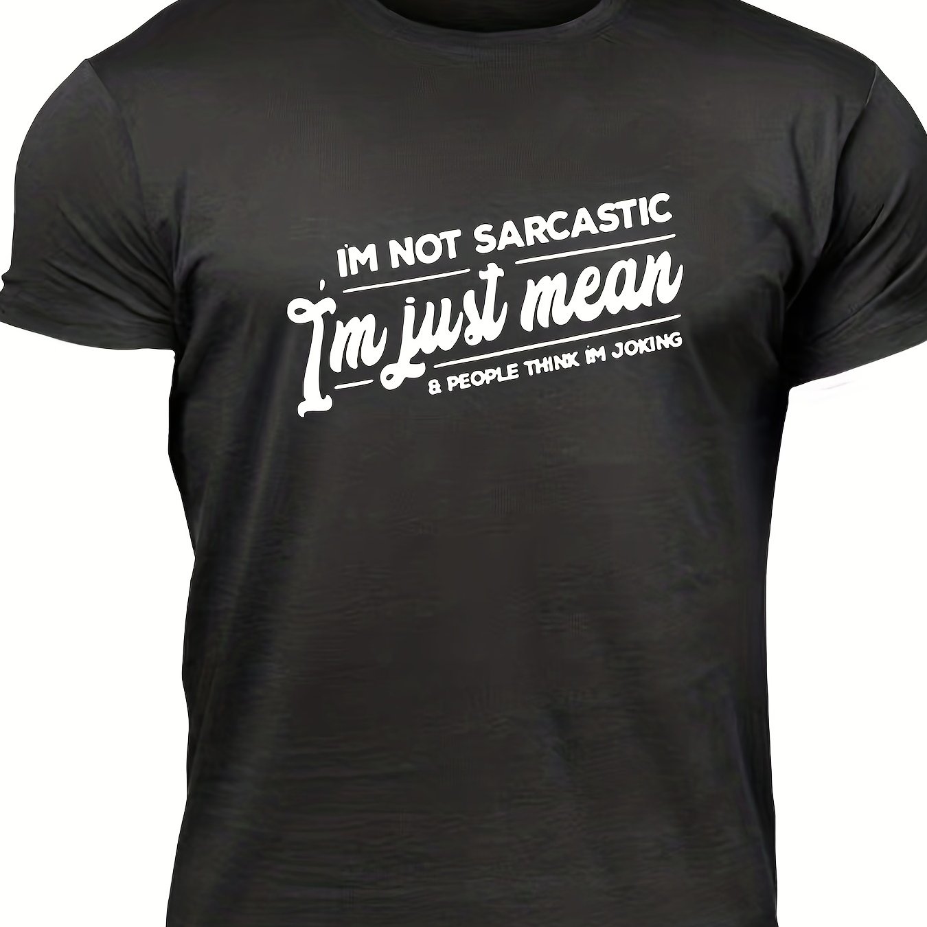 Men's Letter Print T shirt Casual Crew Neck Tee