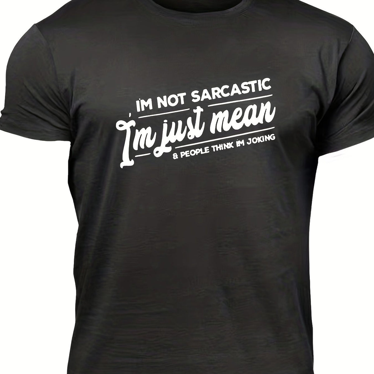 Men's Letter Print T shirt Casual Crew Neck Tee