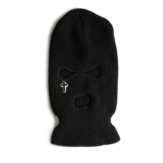 Cross Embroidered Three Hole Balaclava Hat Ski Mask