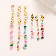 Braided Hair Ring Natural Stone Pendant Hair Buckle Dredlock Vintage Hair Clip
