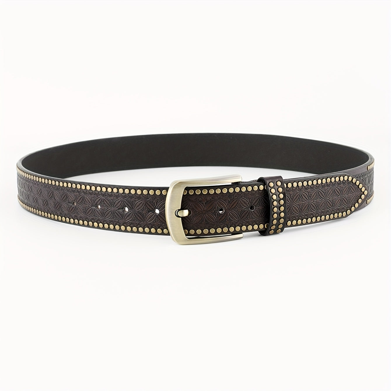  Embossed Brown PU Leather Belt