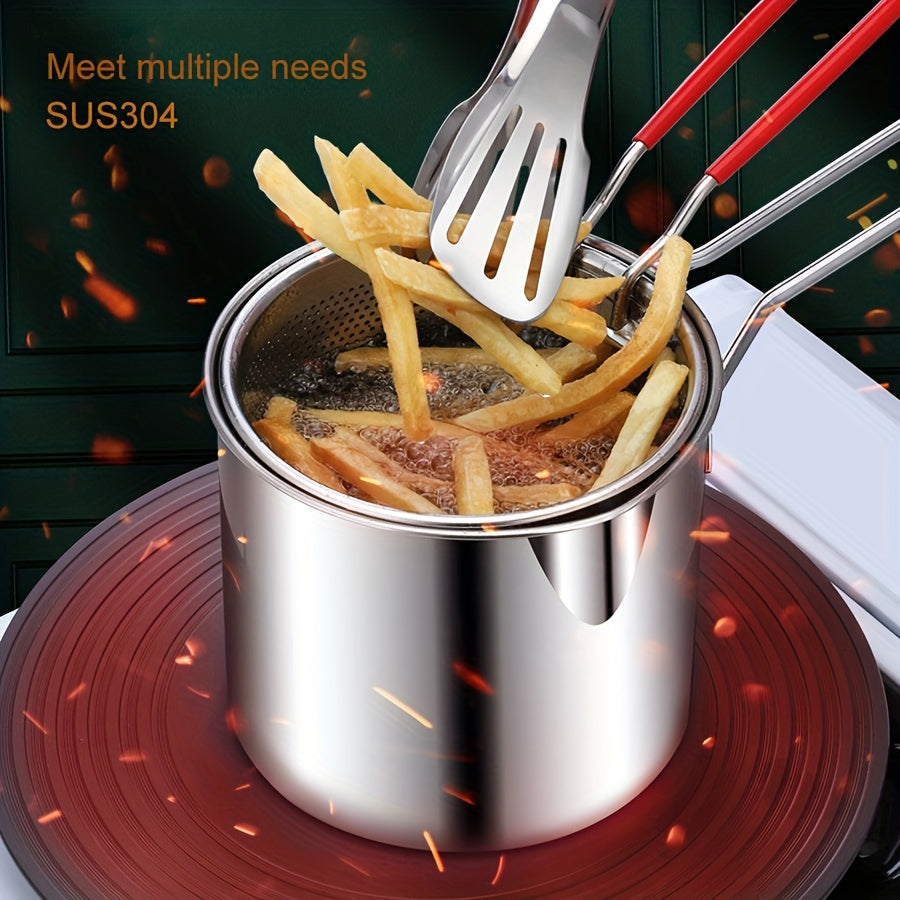 Stainless Steel 40oz Deep Fryer Pot with Handle & Basket