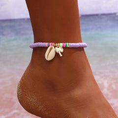 Ceramic Shell Coconut Pendant Anklet