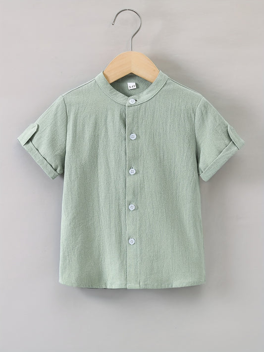 Boys Plain Shirt Short Sleeve Tops For Kids Summer