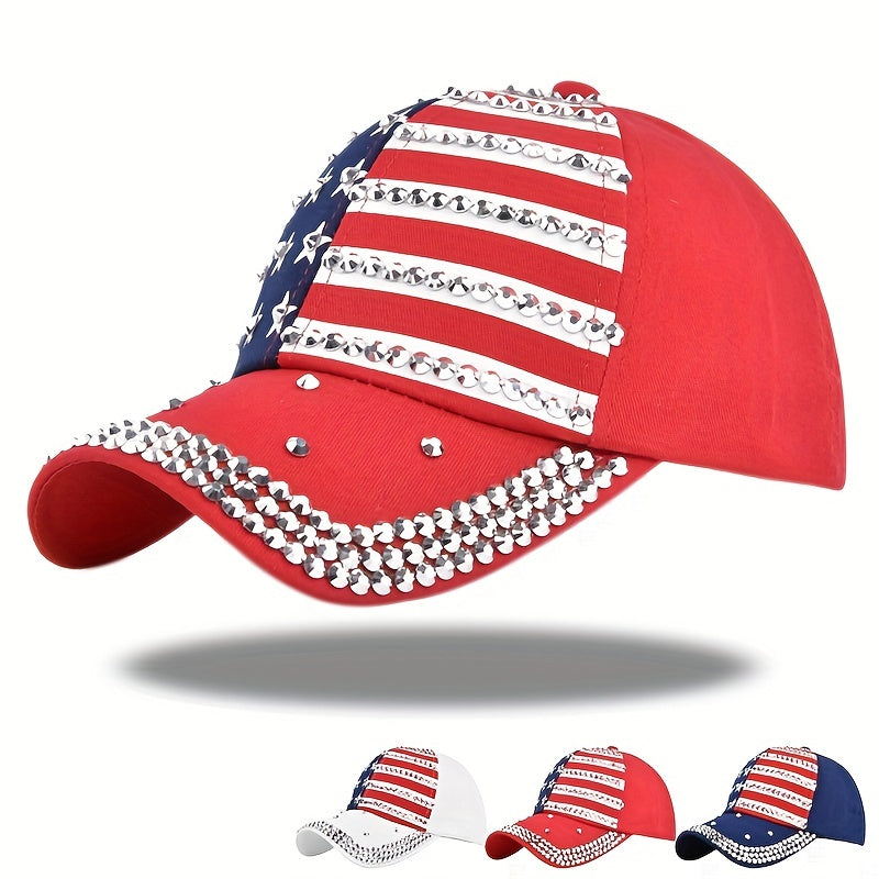 American Flag Baseball Cap Diamond Duck Tongue Cap Flash Flag Couple Cap