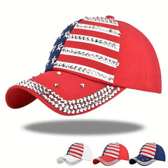 American Flag Baseball Cap Diamond Duck Tongue Cap Flash Flag Couple Cap