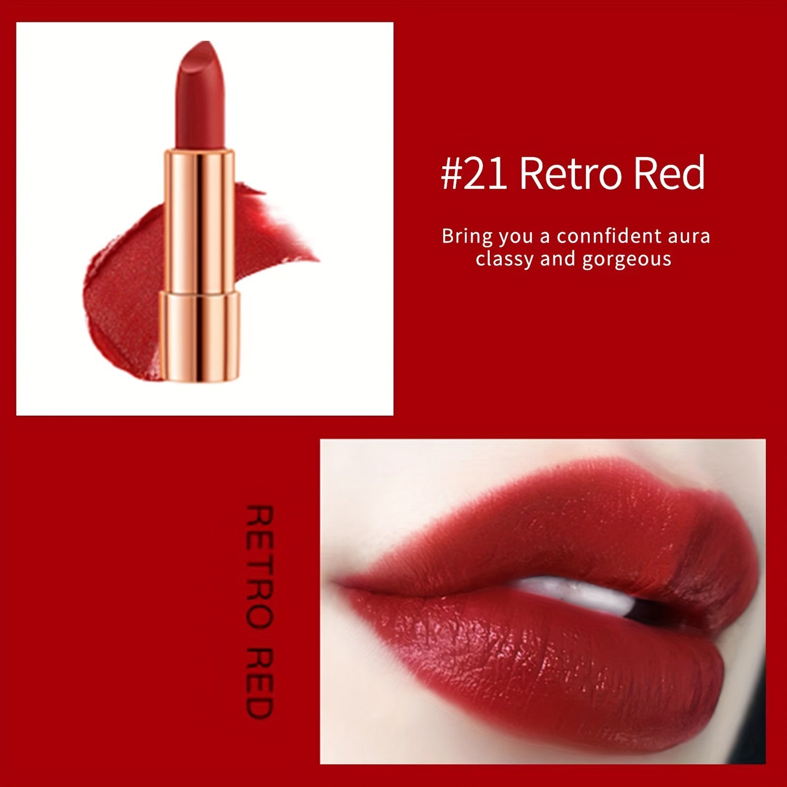 Matte Lipstick Set Long Lasting Waterproof Smudge Proof Retractable Red Lipstick