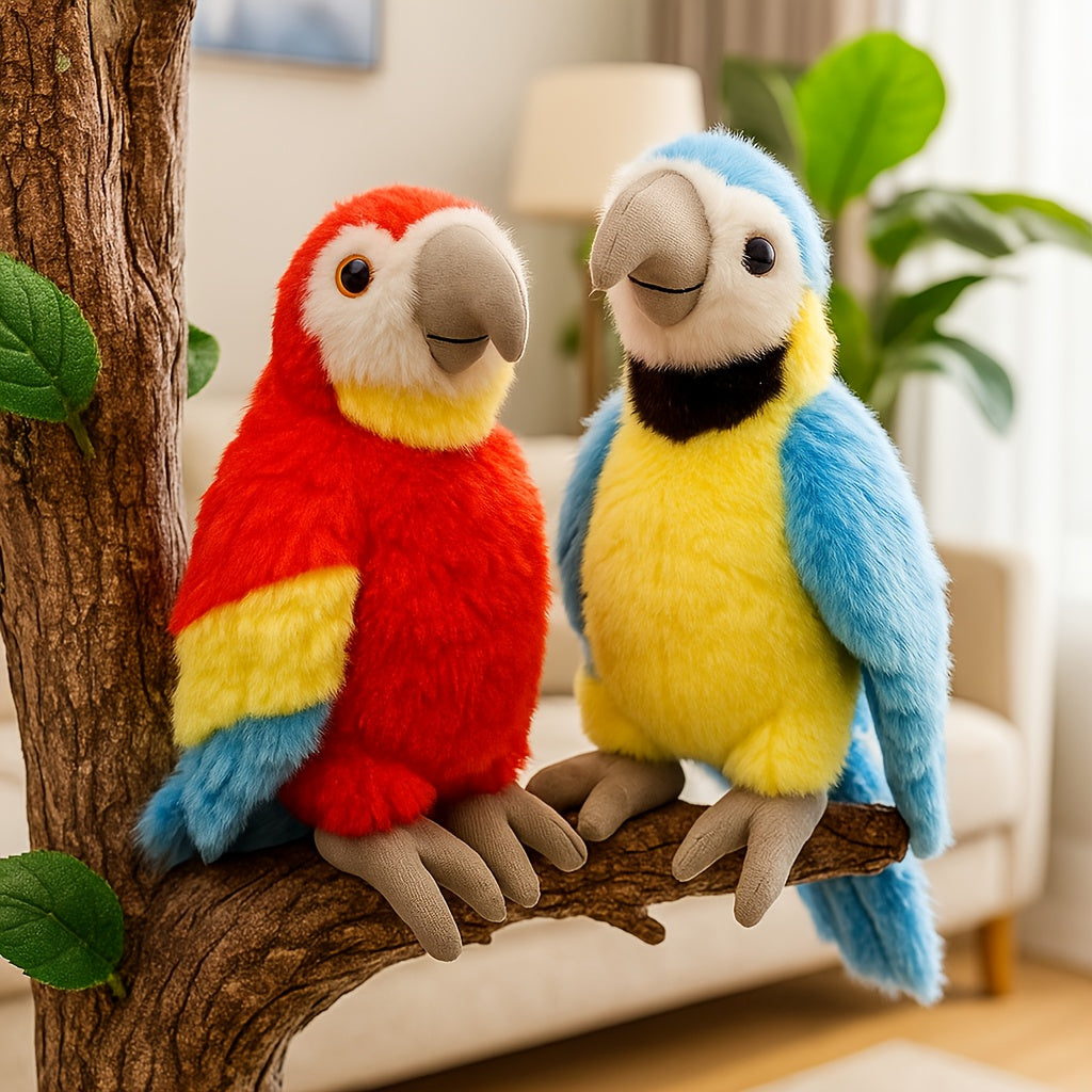 JIAJCHUF Plush Parrot Stuffed Animals Soft Budgie Bird Toys with Expressive Eyes