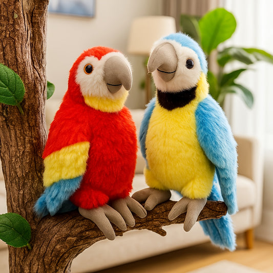 JIAJCHUF Plush Parrot Stuffed Animals Soft Budgie Bird Toys with Expressive Eyes