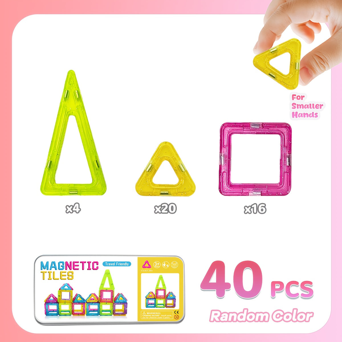 Mini Magnetic Building Blocks Toy Set for Kids with Iron Box