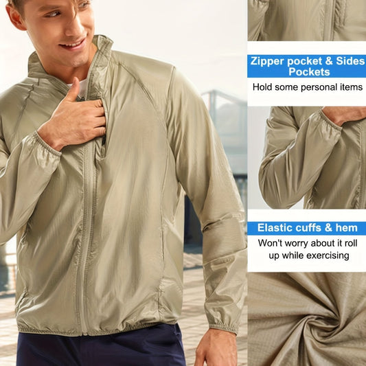 Men's Lightweight Zipper Jacket Sun Protection Sports Coat