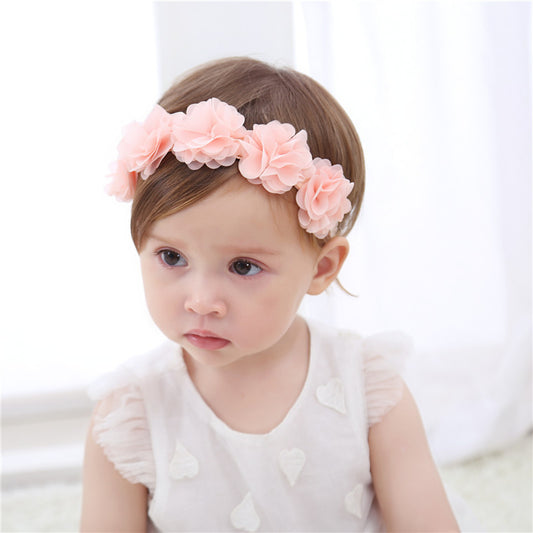 Pink Ribbon Flower Headband for Baby Photography