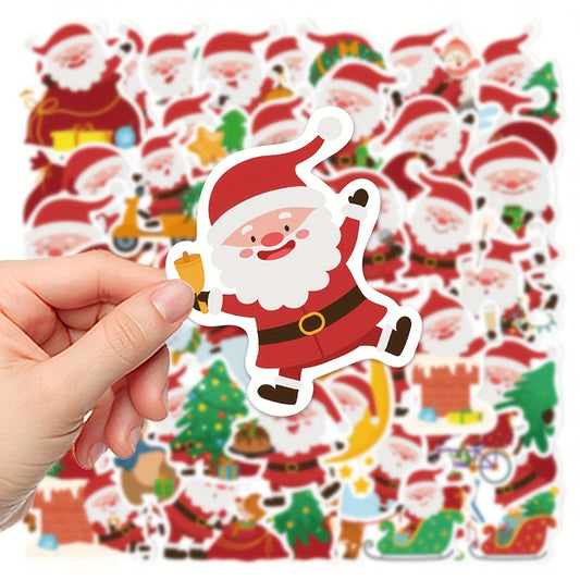 50pcs Santa Stickers Waterproof Christmas Gift for Laptop Journal Computer
