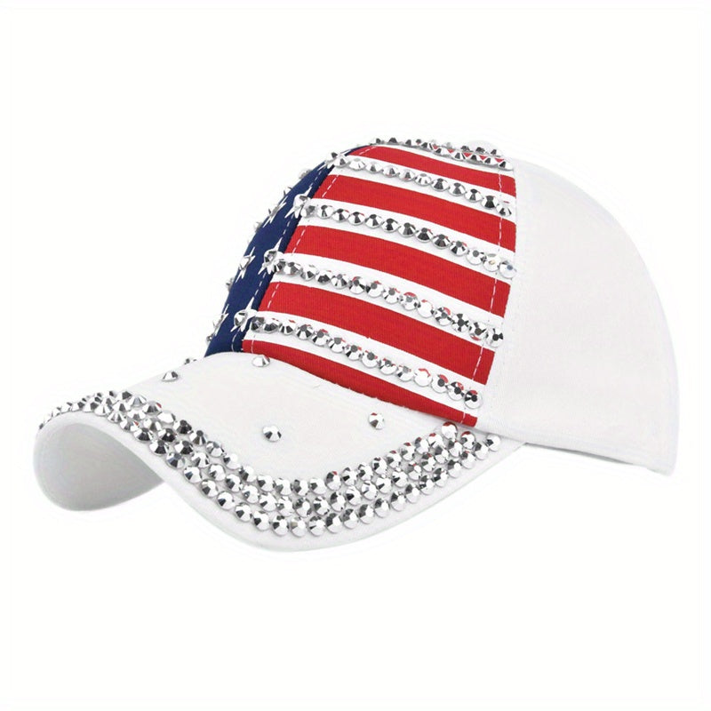 American Flag Baseball Cap Diamond Duck Tongue Cap Flash Flag Couple Cap