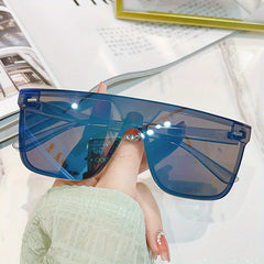 Square One piece Sunglasses Rivet Decor Anti Glare UV400