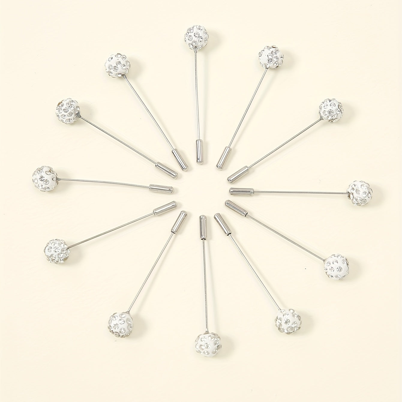 12pcs Resin Rhinestone Scarf Pin Round Bandana Turban Clip