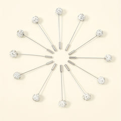 12pcs Resin Rhinestone Scarf Pin Round Bandana Turban Clip