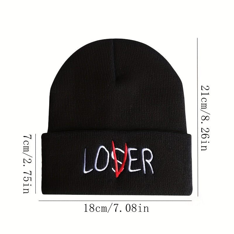Unisex Skiing Pullover with LOSER Embroidery Knit Hat