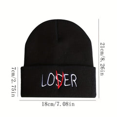 Unisex Skiing Pullover with LOSER Embroidery Knit Hat