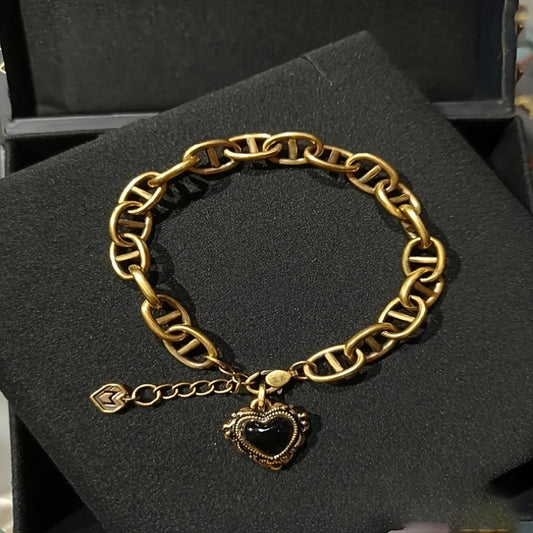 Peach Heart Pendant Bracelet Vintage Chain for Daily Decoration