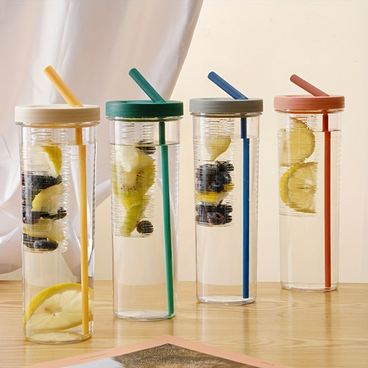 Transparent Water Bottle with Straw for Outdoor Sports and Camping