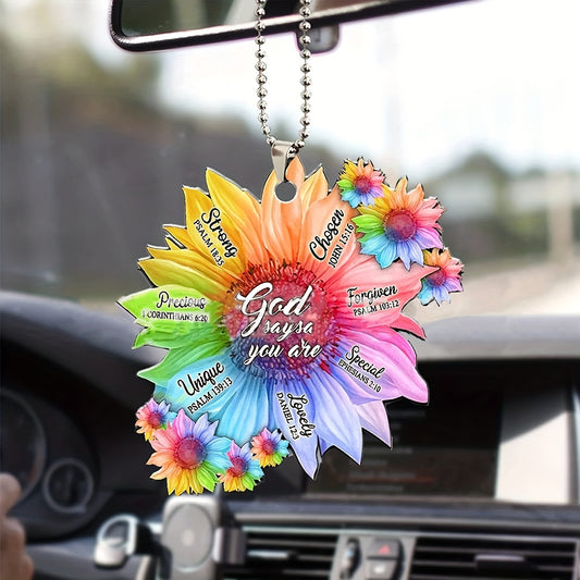 Sun Flower Letter Keychain Door Tag Ornament Car Rearview Mirror Pendant