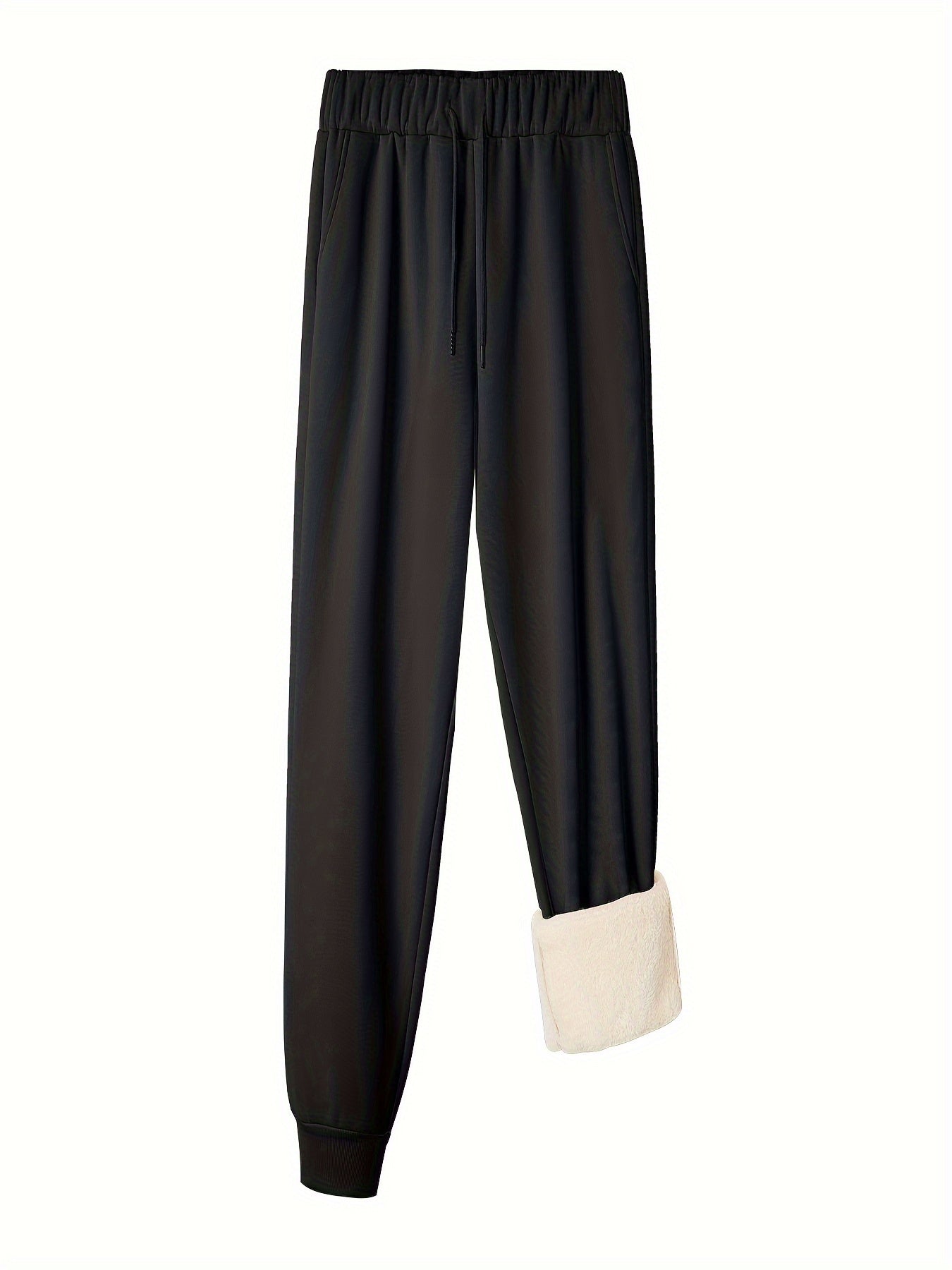 Women's Plus Size Solid Casual Pants with Fleece Liner