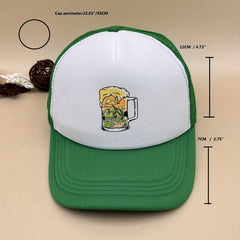 Summer Wine Glass Mesh Hat Hot Stamping Sponge Mesh Hat
