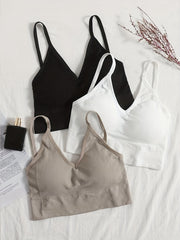 Solid Ribbed Cami Crop Tops Criss Cross Back Hollow Out Top