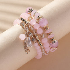 4 Pcs Crystal Beaded Boho Bracelet Set Women's Jewelry Gift