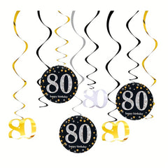 18pcs 80th Birthday PVC Spiral Hanging Decoration