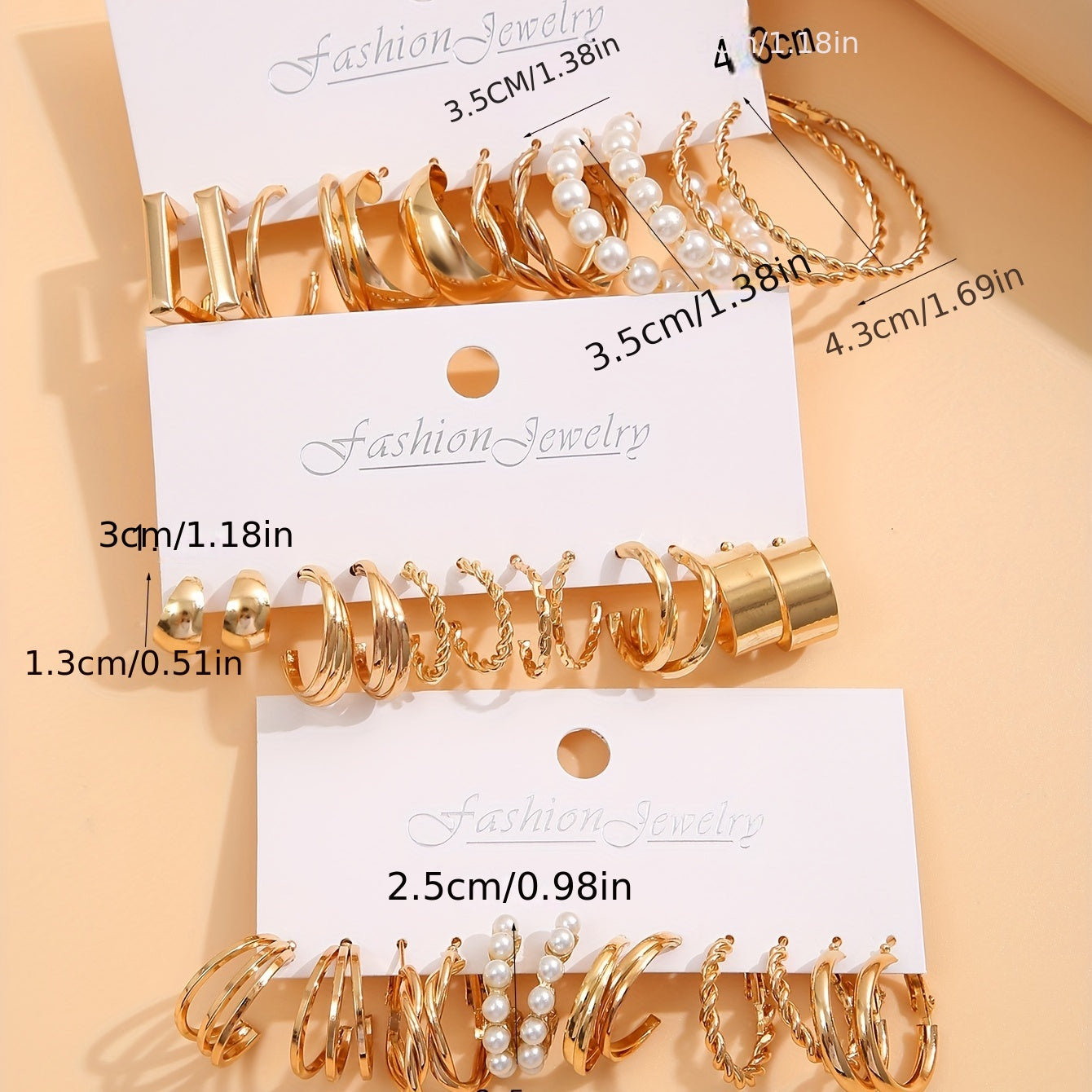 Golden Hoop Earrings with Faux Pearl Decor