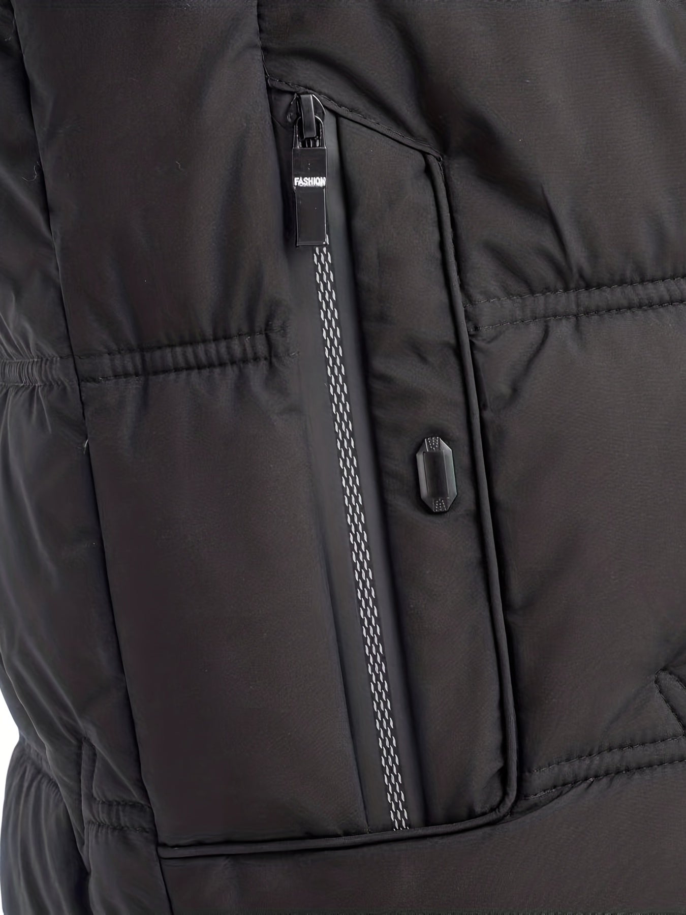 Men's Warm Zipper Pocket Jacket with Fur Collar