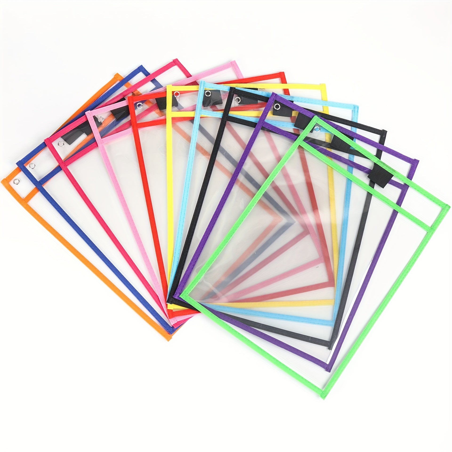 10 Pack Reusable Dry Erase Pockets Clear Plastic Sleeves Write and Wipe