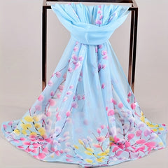 Leaf Print Chiffon Scarf Breathable Shawl Women Outdoor Head Wrap