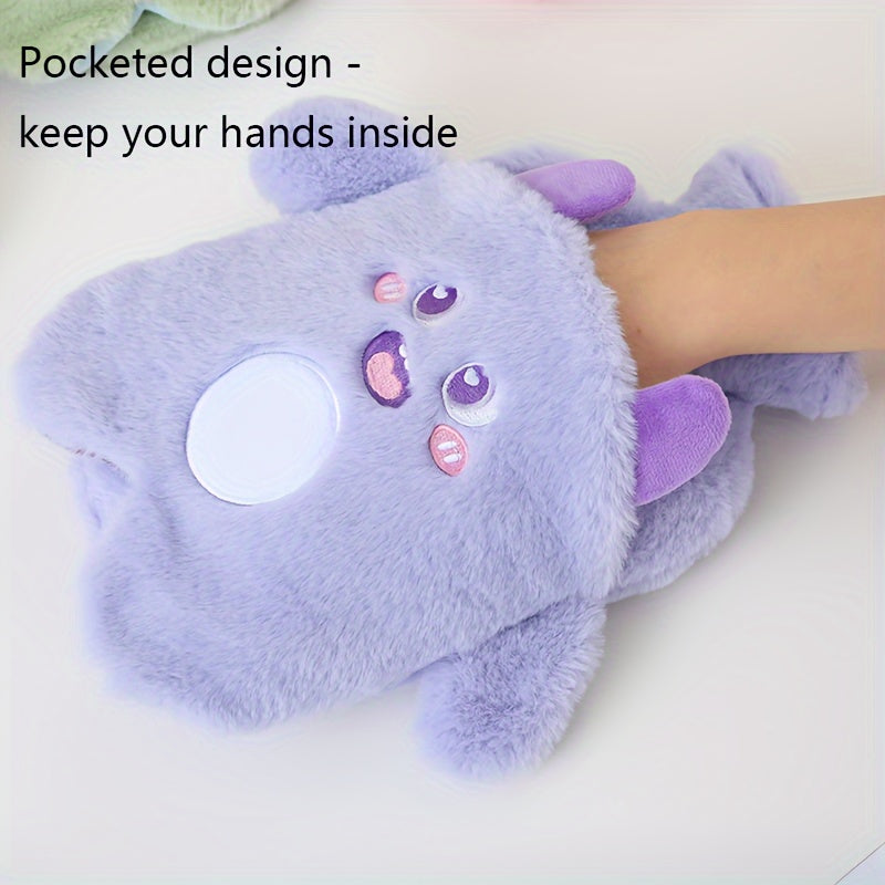 Plush Water Bag w/ Pocket & Soft Cover 17.63oz Hot Bottle for Menstrual Cramps