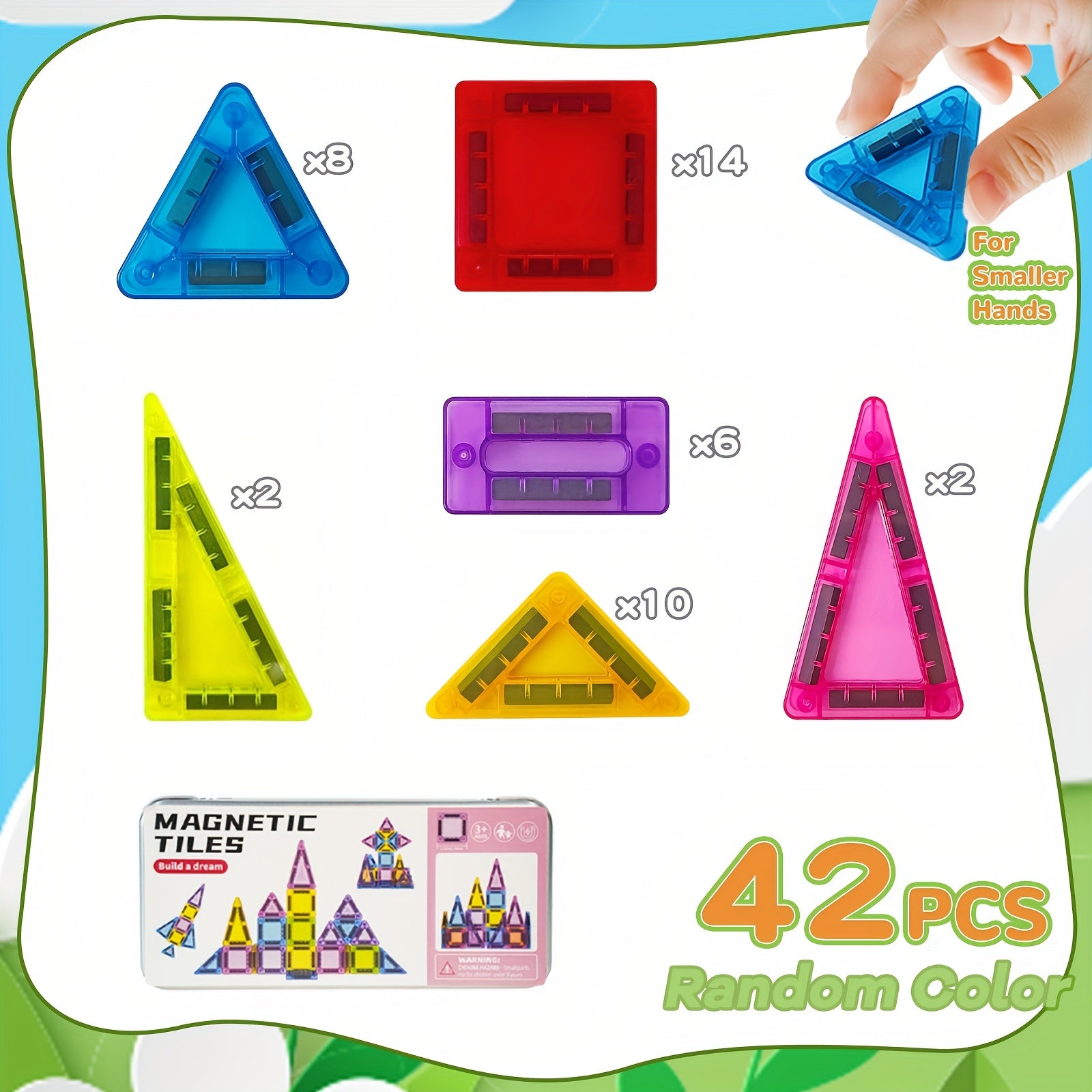 Mini Magnetic Building Blocks Set with Iron Box for Easy Portability