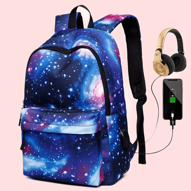Large Capacity Backpack With USB Waterproof School Bag Travel Hiking Knapsack