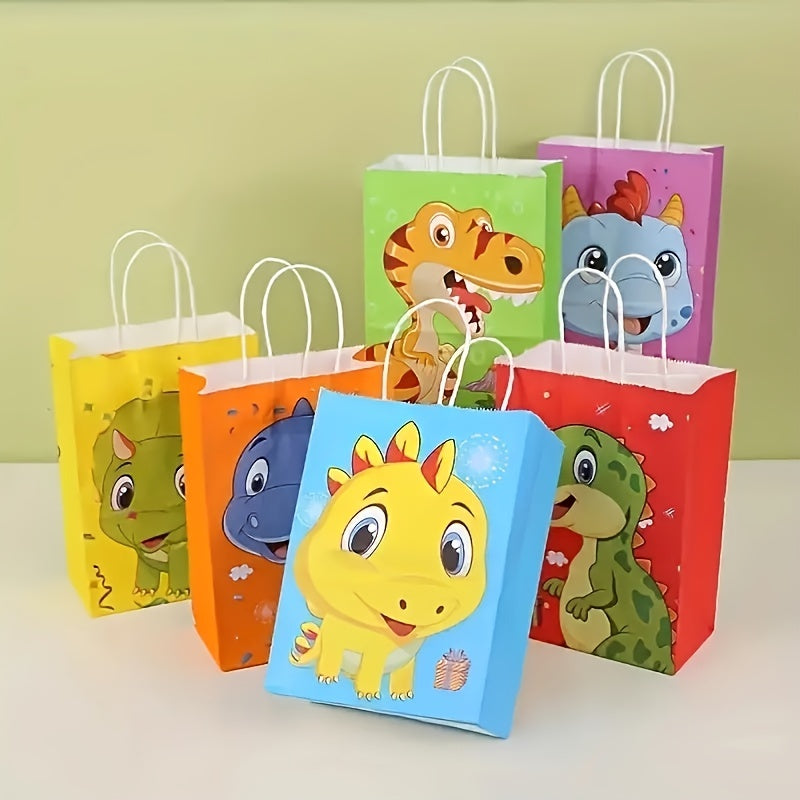 6pcs Dinosaur Tote Bags Birthday Gift Candy Chocolate Packaging Bags