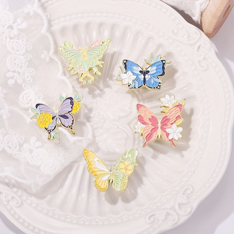 Butterfly Enamel Pin Flower Floral Plant Insect Animal Wings Brooch Women