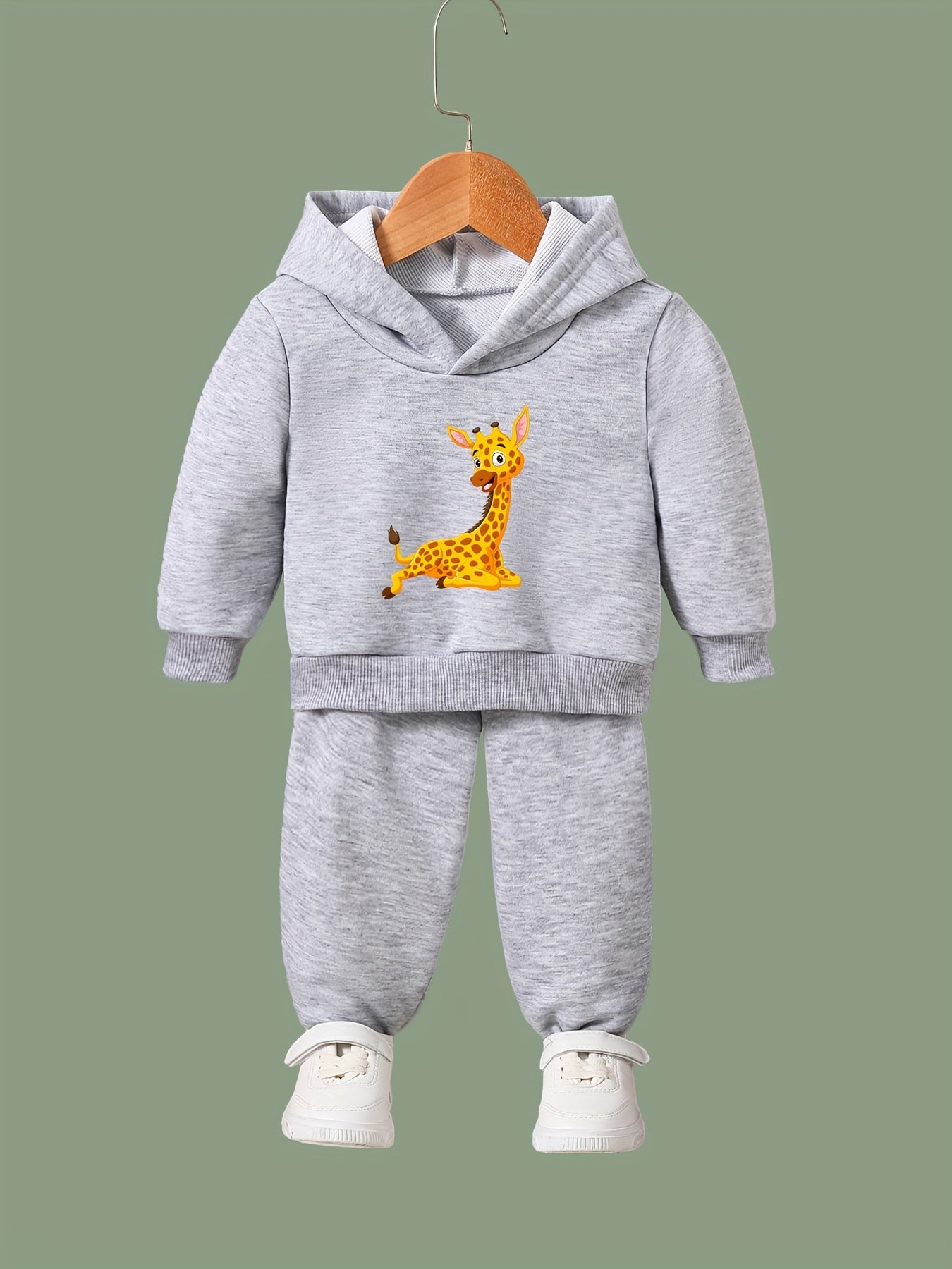OERYUI Giraffe Print Hoodies Pants Set For Kids Spring Fall Sports Gift