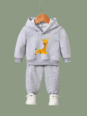 OERYUI Giraffe Print Hoodies Pants Set For Kids Spring Fall Sports Gift